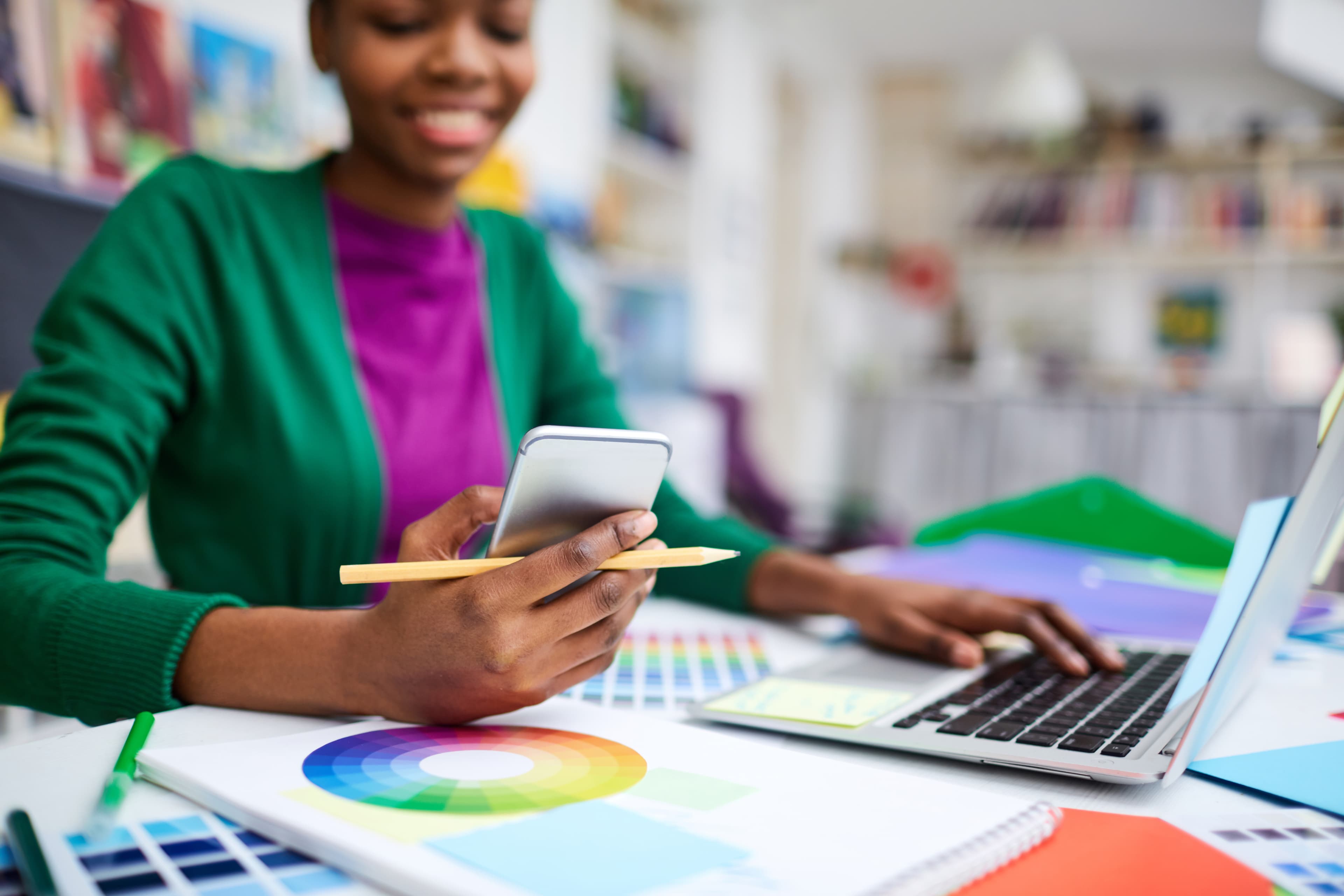 A partner reviewing marketing materials