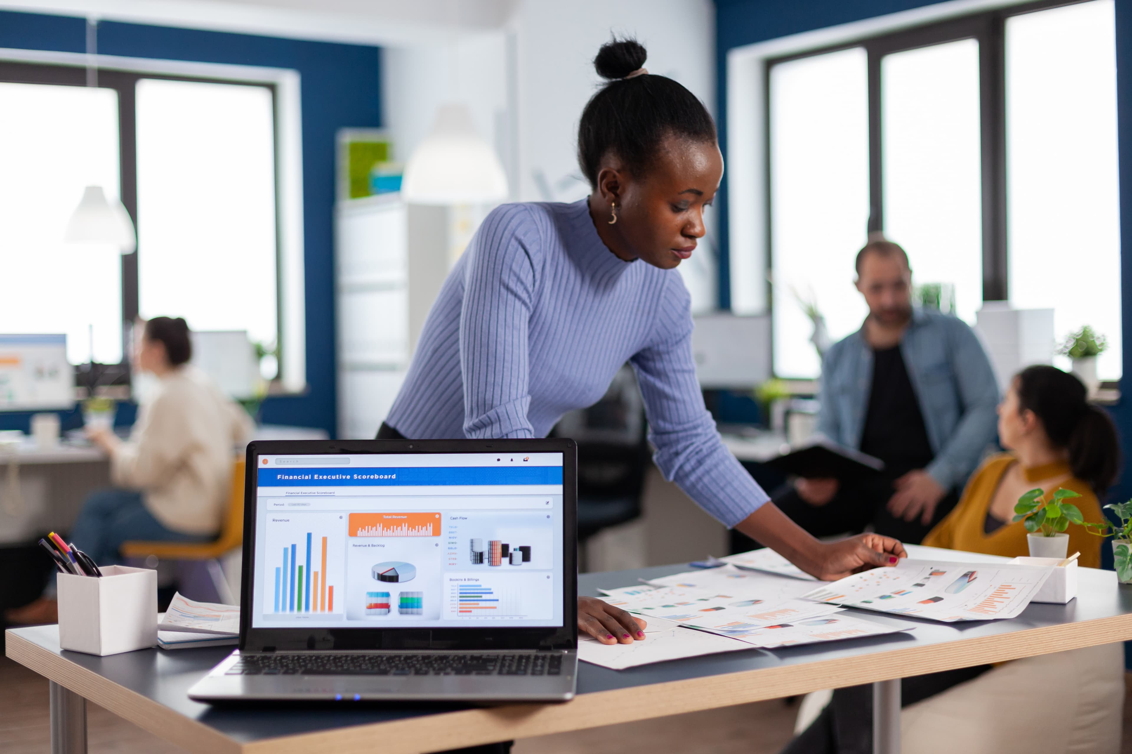 A partner reviewing performance data
